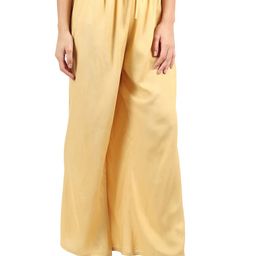 MUFFLY Women Beige Flared Chambray Ethnic Palazzos-image-1