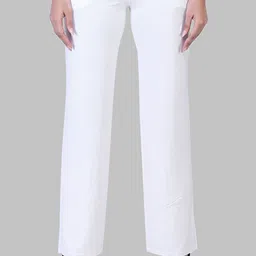 LAASA SPORTS Women Off White Knitted Palazzos-image-42