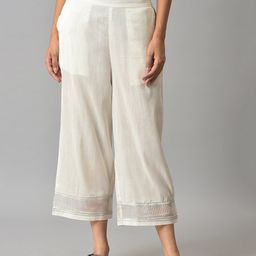elleven Women White Hem Design Ethnic Palazzos-image-92
