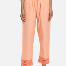 Vastraa Fusion Women Ethnic Embroidery Lace Detail Pure Cotton Straight Palazzos-image-93