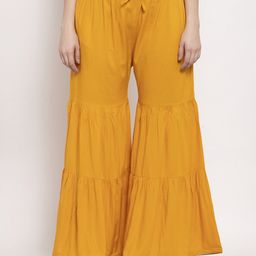 Miaz Lifestyle Mustard Yellow Ethnic Motifs Knitted Sharara-image-92