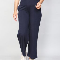 SillyBoom Women Navy Blue Solid Cotton Maternity Palazzo-picture-17