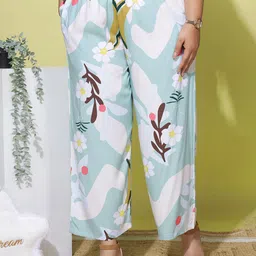 9shines Label Women Plus Size Floral Printed Wide Leg Palazzos-21