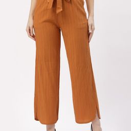 Westwood Women Brown Striped Cropped Palazzos-image-41