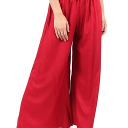 MUFFLY Women Maroon Flared Chambray Palazzos-image-4