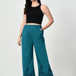 BAESD Women Flared Knitted Palazzos-image-25