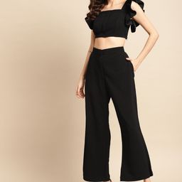 WoowZerz Women Black Textured Co-Ords Set-29