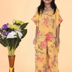misbis Girls Floral Printed Kaftan Top with Trouser-image-81