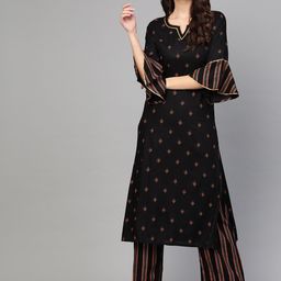 Idalia Women Black Printed Kurta with Palazzos-20