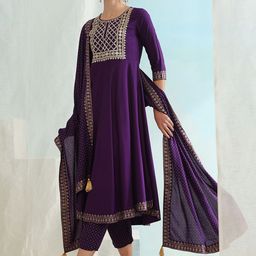 Khushal K Embroidered Regular Sequinned Kurta with Palazzos & Dupatta-15
