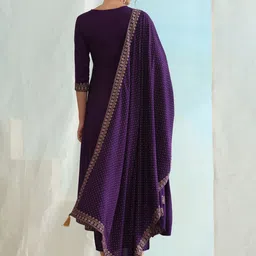 Khushal K Embroidered Regular Sequinned Kurta with Palazzos & Dupatta image 3