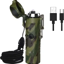 Waterproof Arc Lighter With Torch & Compass Outdoor Dual Plasma Arc Lighter, Waterproof Camping Plasma Lighter with LED Light, Rechargeable Electric Lighter Pocket Lighter-12
