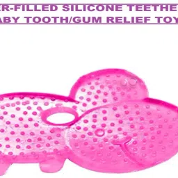 Premium Quality Baby Water Filled Teether Soother Food Nibbler/Feeder/Silicone Dental Care Teether Water Filled Print Teether/Soother Cum Rattle For Pain Relief BPA Free For Infants/Toddlers/New Borns(HIPPO;4 Months+) Teether and Feeder-28