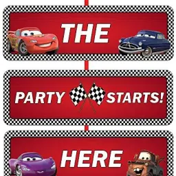 CAR BIRTHDAY DECORATION/DOOR BANNER 2 FT SET OF 1/ CAR PARTY SUPPLIES / DOOR Banner-image-45