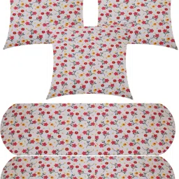 3 Cushion And 2 Bolster Microfibre Floral Bolster Pack of 5-picture-2