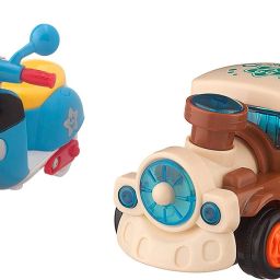 Friction Toy Combo Pack of 2 Push and Go Toys. 1 Mini Train Engine + 1 Mini Scooter ( Set of 2 Cute Toys) - Toys For Kids, Toddlers, Baby, Child, Girls 3, 4, 5,6 and 7 Year Old Boys (2 Piece)-7