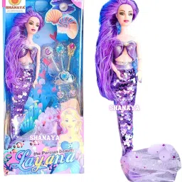 Mermaid Dolls for Girls with Coloured Hairstyling Accessories(PURPLE)-image-74