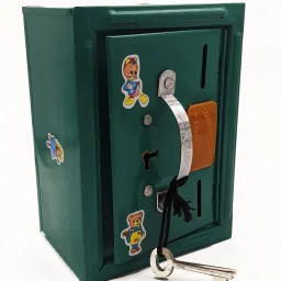 Piggy Bank Metal Stainless Steel Coinbox Large for Kids Boys Girls Coin Box Piggy Bank Gullak for Kids 2 Compartments Money Saving Home Decor Showpiece with 2 Keys Multicolor Coin Bank-image-28