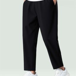 mastersahab Men Regular Fit Black Linen Blend Trousers-picture-21
