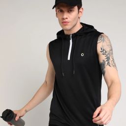 Men Sleeveless Solid Hooded Sweatshirt-image-27