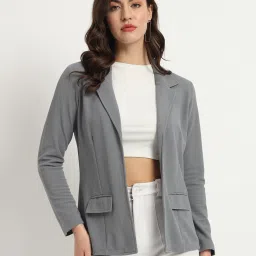 Polyester Self Design Coat For Women-image-3