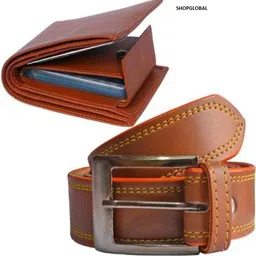 shopglobal Men & Women Casual, Evening, Formal, Party Tan Artificial Leather Reversible Belt-picture-1