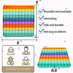 dherik tradworld Big Size Push Pop Fidget Toy, Big Rainbow pop, Big Size Squeeze Toys for Kids and Adults Big pop (20X20 CM) image 2