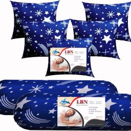 Combo Set 5 Cushion And 2 Microfibre Solid Bolster Pack of 7-image-60