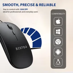 Bestor Set of 3 USB Wired Mini Keyboard,Wired Mouse, & Headphone with Mic 3.5mm Jack Combo Set image 3