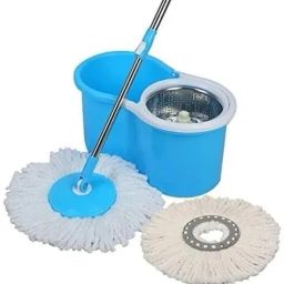 Premium Steel Basket 360° Self Spin with Rotating Head with extra refill Mop Set-image-61