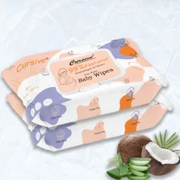 Cleansing Baby Wet Wipes with Aloe Vera, Coconut Oil , Lid Pack -Pack of 2-image-44