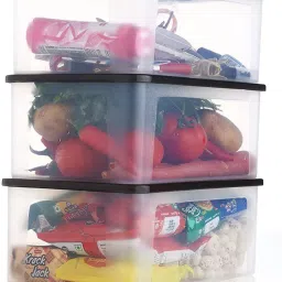 Plastic Stackable Clear Plastic Storage Bins with Black Lids – Durable Organizer Boxes Storage Basket-image-50