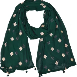 Chiffon Embroidered Dark Green Women Dupatta-image-16