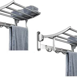 Stainless Steel 18 inch Long Towel Rack / Towel Holder / Towel Rod / Cloth Stand for Bathroom & Kitchen (Pack of 2) 18 inch 5 Bar Towel Rod-image-4
