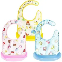 Silicone Baby Detachable Waterproof Apron Bibs (Set of 3) Random Color-29