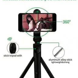 EAYS XT-02 3 In 1 Bluetooth Selfie Stick Tripod Remote Adjustable Live Broadcast stand, with Viewing Angle 360 Degree Rotation Mount Stand, Hands Single 3 Axis Gimbal for Mobile image 2