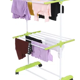 Steel, Plastic Floor Cloth Dryer Stand Premium Clothes Stand for Drying with Wheels | Portable | Foldable Wings-26