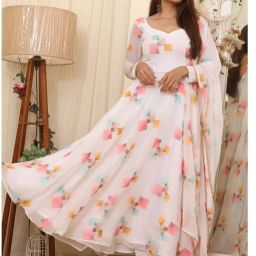 Printed Georgette Stitched Anarkali Gown-image-11