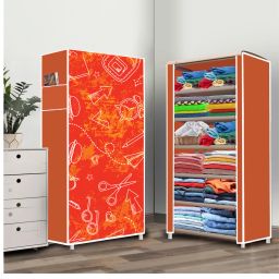 6 Shelf Foldable Collapsible Wardrobe Storage Organizer Almirah Cloth Rack PP Collapsible Wardrobe-image-27