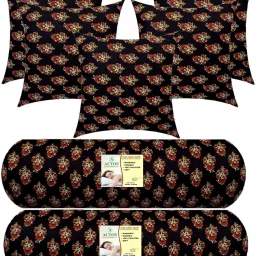 5 Cushion And 2 Microfibre Floral Bolster Pack of 7-16