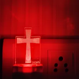 Christian Cross Symbol 3D Illusion LED Night Lamp Illusion Home Decor Acrylic 7Colour Changing Light Christmas Gifts wall night light Christmas gift Church Table Desk Lamp Wall Night Lamp-image-3