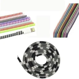 Crysendo Spiral (3 Pcs Combo Triple Colour + Metallic + TPU) Cable Cord Protectors Cable Protector-image-27