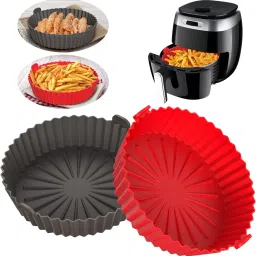 Air-Red-Grey Silicone Baking Tray Accessories with Ear Handles(Pack of 2) Air Fryer-picture-28