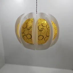 Yellow Printed Handmade Diwali Lantern with Light – Reusable & Washable Multicolor Plastic Hanging Lantern-image-68